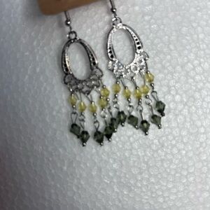 Elegant Silver and Yellow Chandelier Earrings